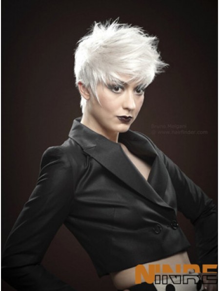 Perruques courtes mono avec monofilament remy coupe le style droit