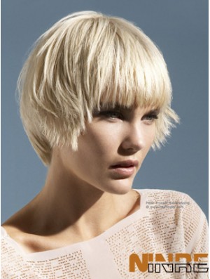 Monofilament Boycuts Short Straight 10  inchPlatinum Blonde Perruques de mode pratiques