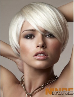 Capless Bobs Perruques de mode en ligne courtes droites 8 pouces platine blonde