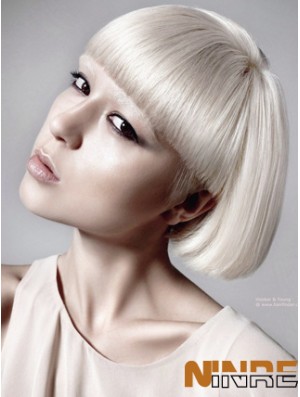 Lace Front Bobs Short Straight 10  inchPlatinum Blonde Great Fashion Perruques