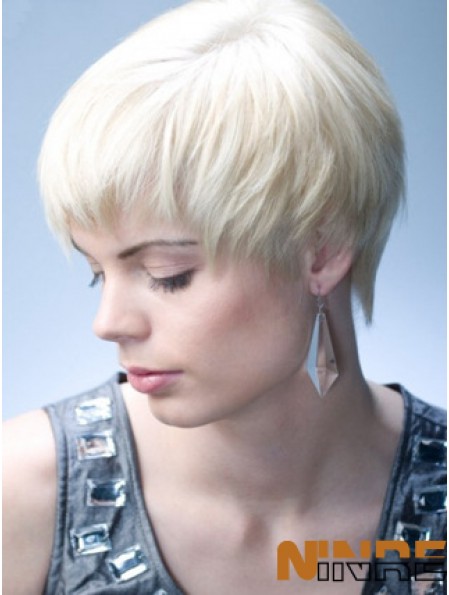 Perruques de mode naturelles courtes droites grises capless de 8 pouces
