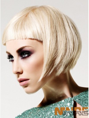 Monofilament Bobs courte droite 10  inchPlatinum Blonde Hairstyles Fashion Wigs Perruques de mode