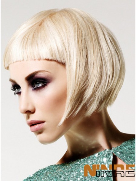 Monofilament Bobs courte droite 10  inchPlatinum Blonde Hairstyles Fashion Wigs Perruques de mode
