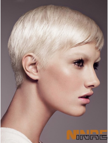 Capless Boycuts Short Straight 8  inchPlatinum Blonde Fabulous Fashion Perruques