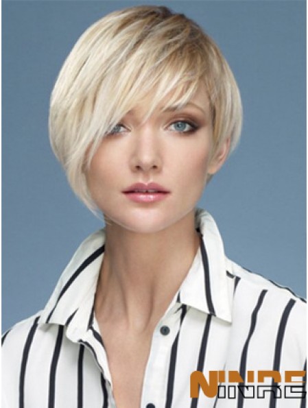 Capless boycuts courte droite 10 pouces platine platine blonde impertinente perruques de mode