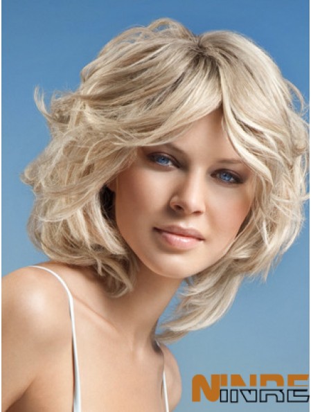 Full Lace Layered Chin Length Wavy 12 pouces Platinum Blonde Cheap Fashion Perruques