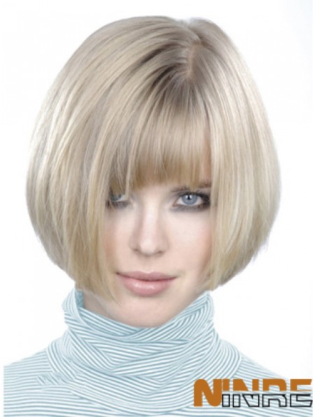 Monofilament Bobs court droit 10 pouces platine platine style blonde perruques de mode