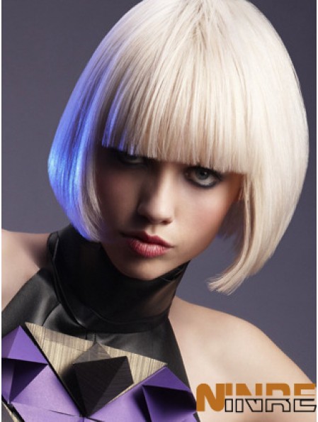 Capless Bobs Chin Longueur Droite 10  inchPlatinum Blonde Best Fashion Perruques