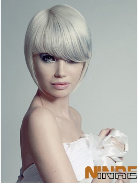 Capless gris court droite 10 pouces coiffures perruques de mode