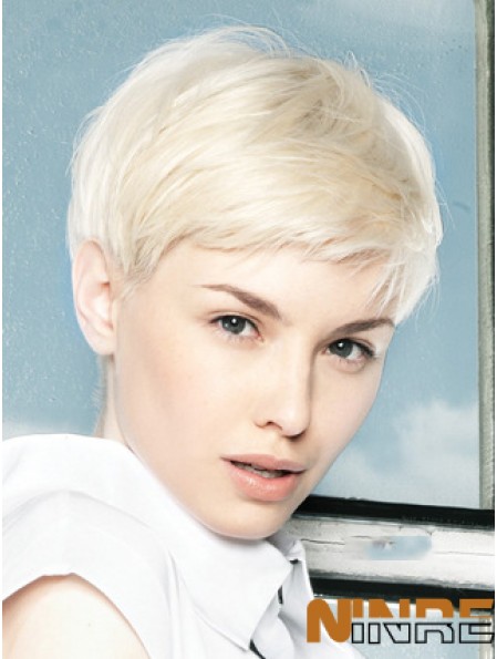 Perruque avant en dentelle Couleur platine Longueur courte Boycuts de style droit