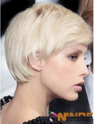 Monofilament Boycuts Short Straight 8  inchPlatinum Blonde Incredible Fashion Perruques