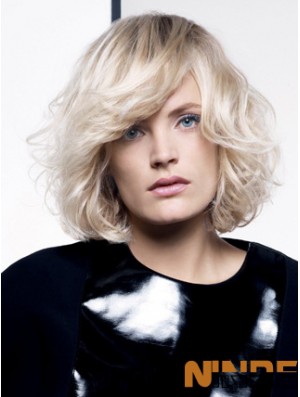 Lace Front Layered Chin Length Wavy 12  inchPlatinum Blonde Fashion Fashion Perruques