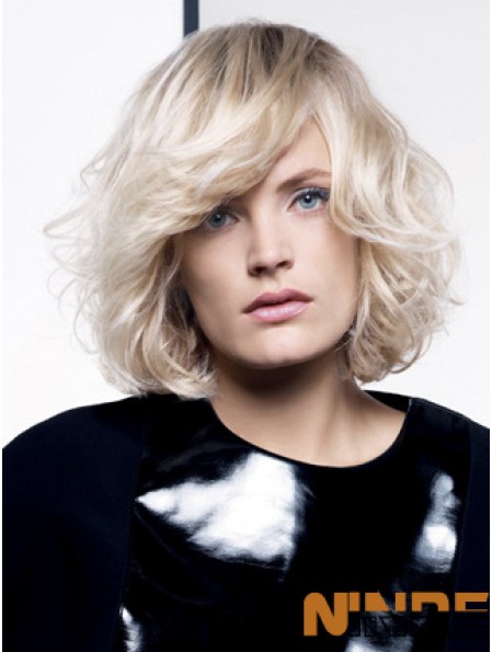 Lace Front Layered Chin Length Wavy 12  inchPlatinum Blonde Fashion Fashion Perruques
