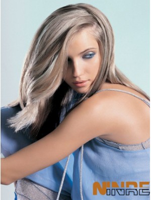Lace Front Grey Shoulder Length Straight 18 pouces Great Fashion Wigs