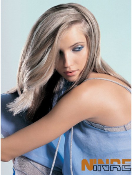 Lace Front Grey Shoulder Length Straight 18 pouces Great Fashion Wigs