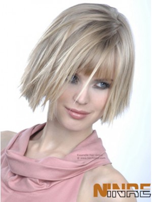 Monofilament Bobs menton longueur droite 10 pouces platine platine blonde bonne mode perruques