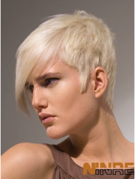 Capless Boycuts Short Straight 8  inchPlatinum Blonde Perruques de mode élégantes