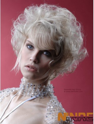 Monofilament Gris Court Bouclés 10 pouces Platine Blonde Perfect Fashion Perruques