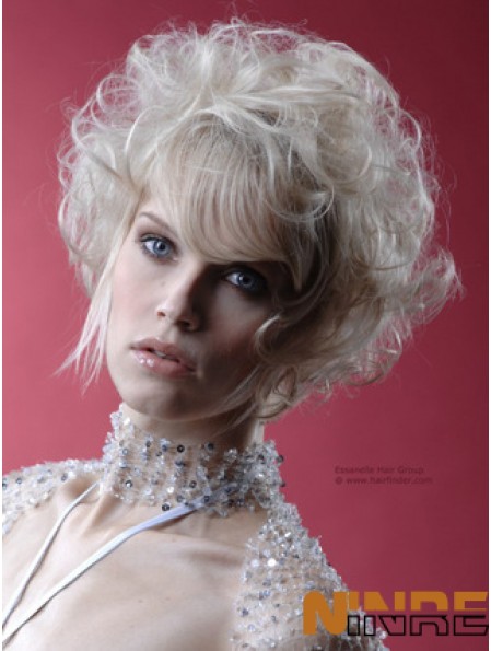 Monofilament Gris Court Bouclés 10 pouces Platine Blonde Perfect Fashion Perruques
