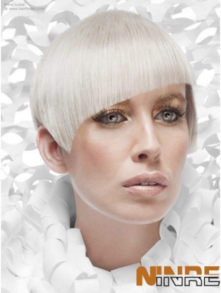 Lace Front Boycuts Short Straight 8 pouces Platinum Blonde moins cher perruques de mode