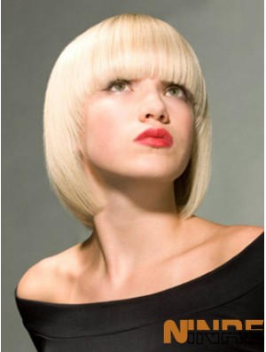 Full Lace Bobs Chin Longueur Droite 10 pouces Platinum Blonde Perruques de mode en ligne