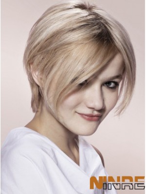 Capless gris court droite 8  inchperruques de mode de mode blonde