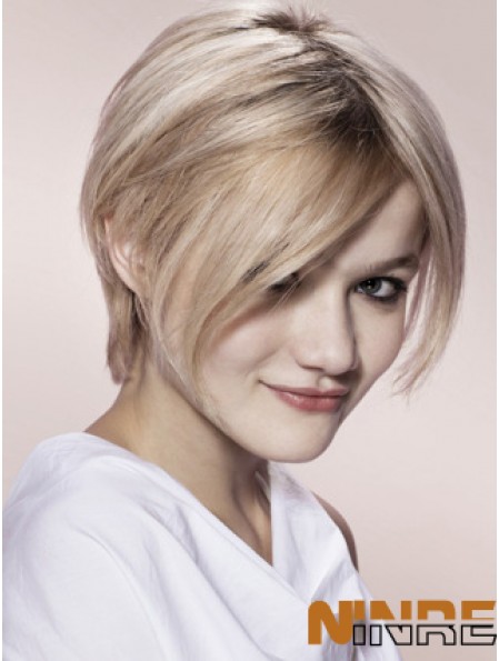 Capless gris court droite 8  inchperruques de mode de mode blonde