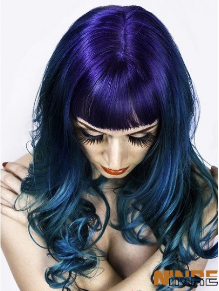 20  inchOmbre / 2 Tone Long avec Bangs Wavy Perruques en dentelle les moins chères