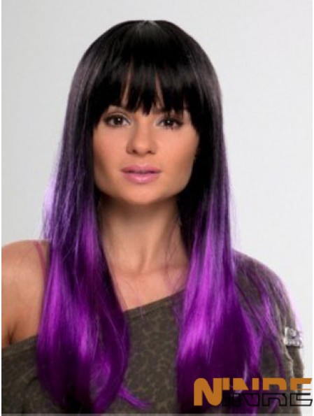 Longue ligne droite avec frange Lace Front 10  inchPerruques abordables pour femmes noires