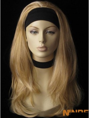 Perruques synthétiques blondes longues et droites à prix abordable