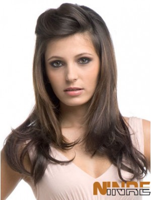 Long Wavy Brown moins cher demi perruques synthétiques