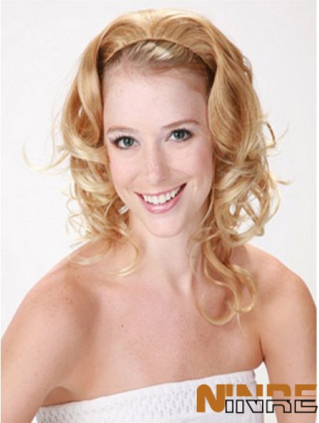 Demi-perruques synthétiques bouclées de style blonde