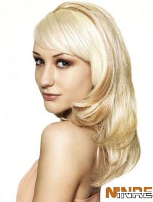 Blonde 16  inchOndulé Capless Synthétique Longue 3/4 Perruques Pas Cher