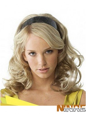 Longues ondulées blondes magnifiques demi-perruques synthétiques