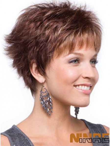 Auburn Cropped Wavy Boycuts capless perruque magasins en ligne UK