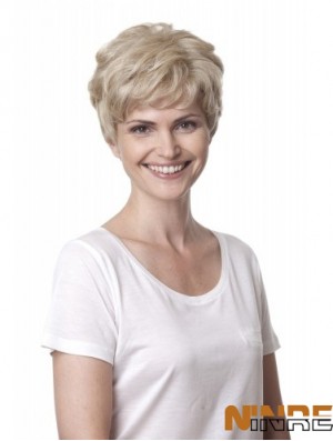 Blonde Curly Short Layered 100% cheveux à la main pas cher en ligne