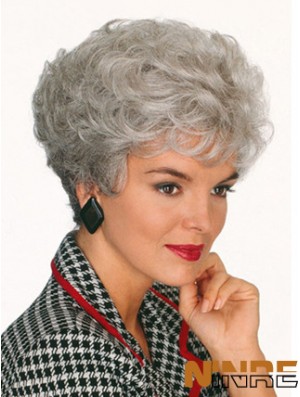 Perruques professionnelles avec coupe courte grise capless style court