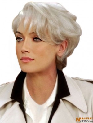 Synthétique perruques ondulées capless courtes de cheveux gris