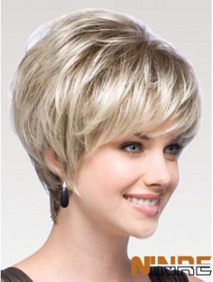 Capless Straight Layered Short 8  inchPerruques de cheveux humains modernes