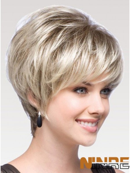 Capless Straight Layered Short 8  inchPerruques de cheveux humains modernes