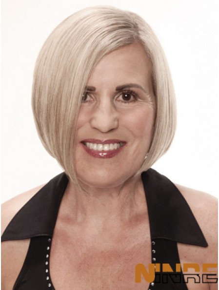 Perruques blondes droites remy monofilament platinum blonde