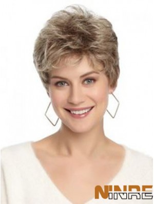 Lace Front Wavy Layered Short 8 pouces Coiffures Perruques de cheveux humains