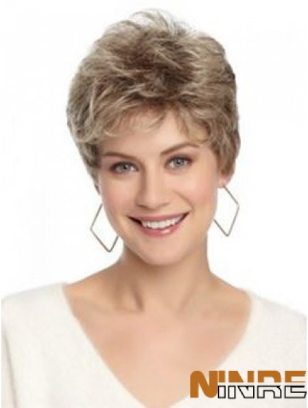 Lace Front Wavy Layered Short 8 pouces Coiffures Perruques de cheveux humains