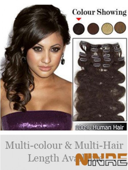 Pince à cheveux ondulée brune moderne Remy dans les extensions de cheveux