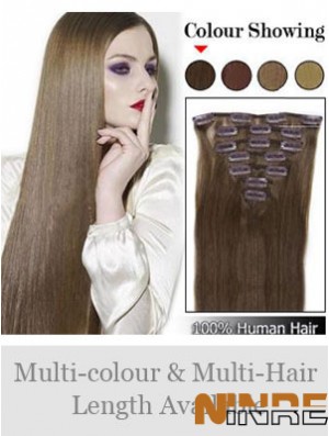 Le meilleur Clip de cheveux humains remy droit brun dans les extensions de cheveux