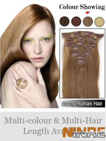 Nouvelle pince à cheveux remy droite brune dans les extensions de cheveux