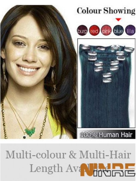 Clip dans les extensions de cheveux humains Style droit couleur noire
