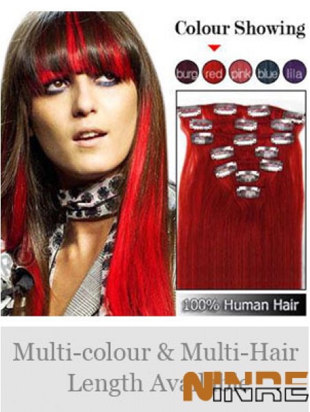 Pince à cheveux rouge Remy droite supérieure dans les extensions de cheveux