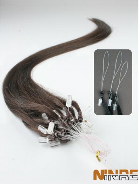 Extensions de cheveux d'anneau de micro boucle droite brun exquis
