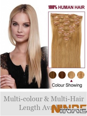 Top Blonde Straight Remy Hair Clip dans les extensions de cheveux